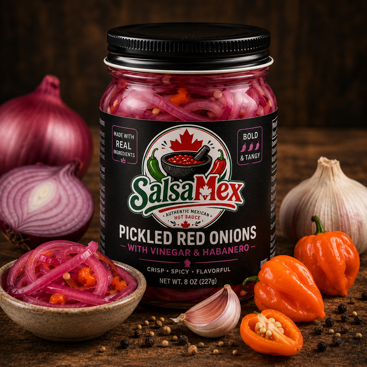 Pickled Red Onions with Vinegar & Habanero